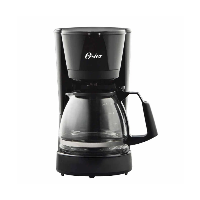 Encuentra la cafetera Oster 672W de 5 tazas con función de pausa, filtro permanente y el mejor precio solo en Gran Hogar Online.