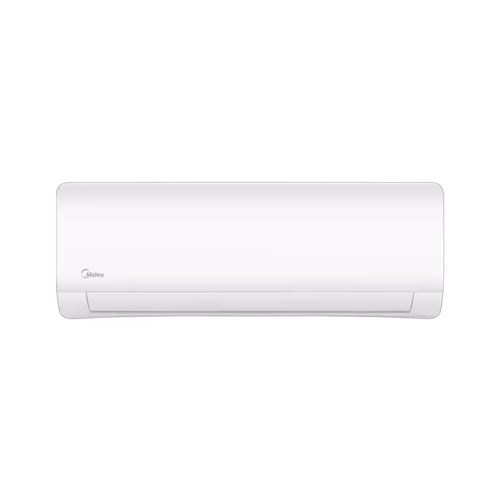 Aire acondicionado split Midea MSAG12CRFN1-AM chasis blanco con logo vista frontal disponible en granhogar