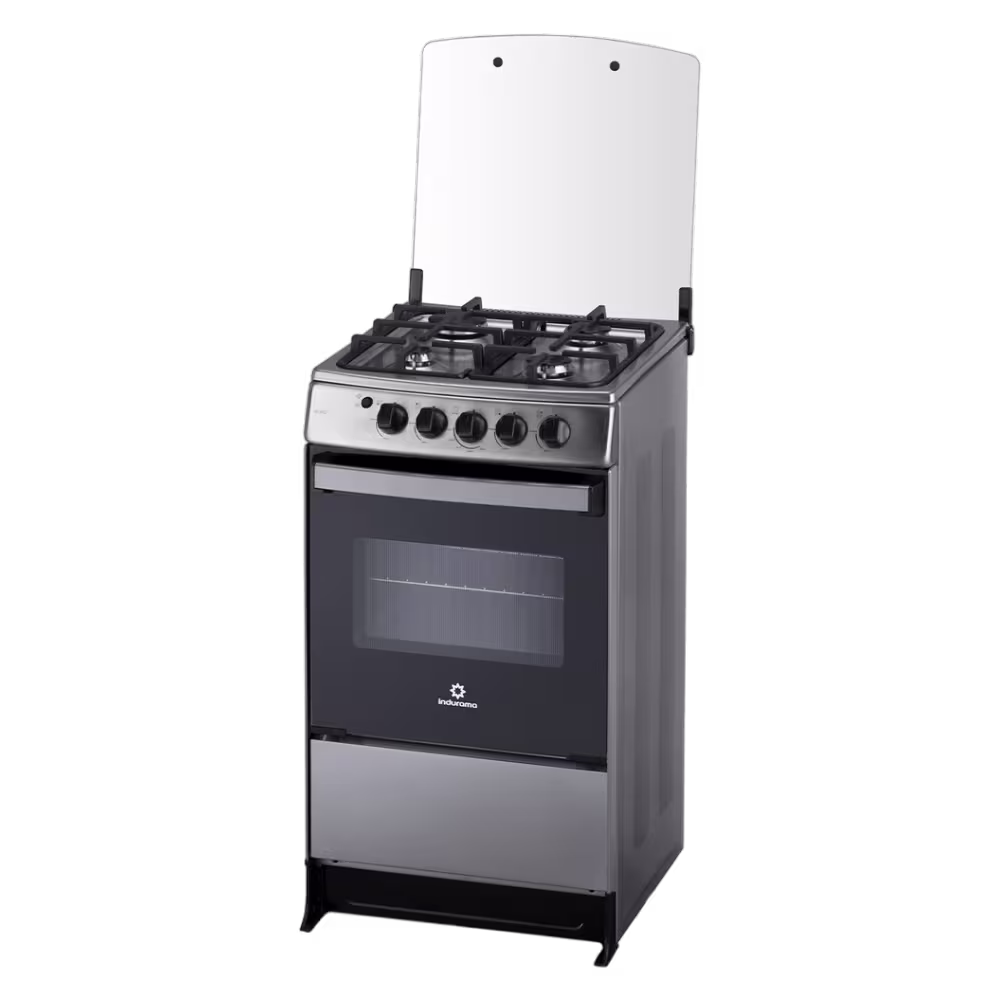Cocina a gas Indurama Bilbao Spazio diseño moderno cromado vista tres cuartos derecha diponible en granhogar