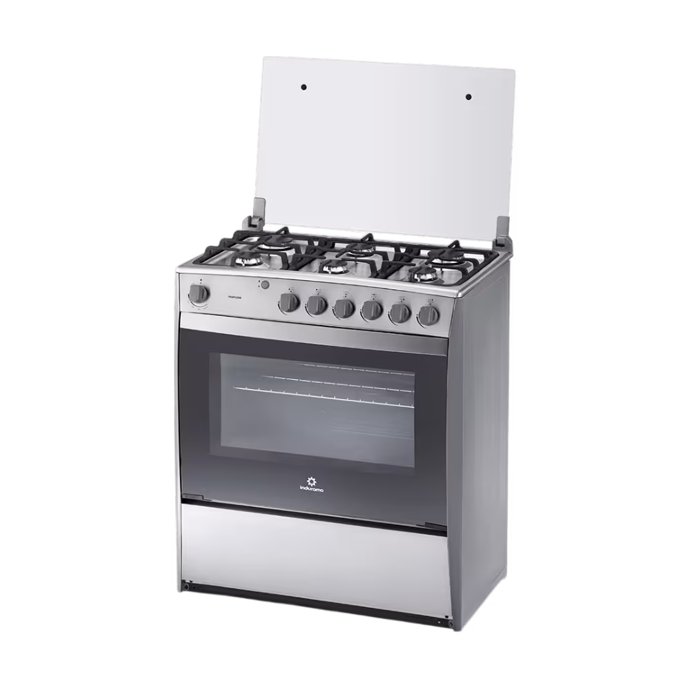 Cocina a gas Indurama Pamplona Quarzo 32 pulgadas vista diagonal disponible en granhogar