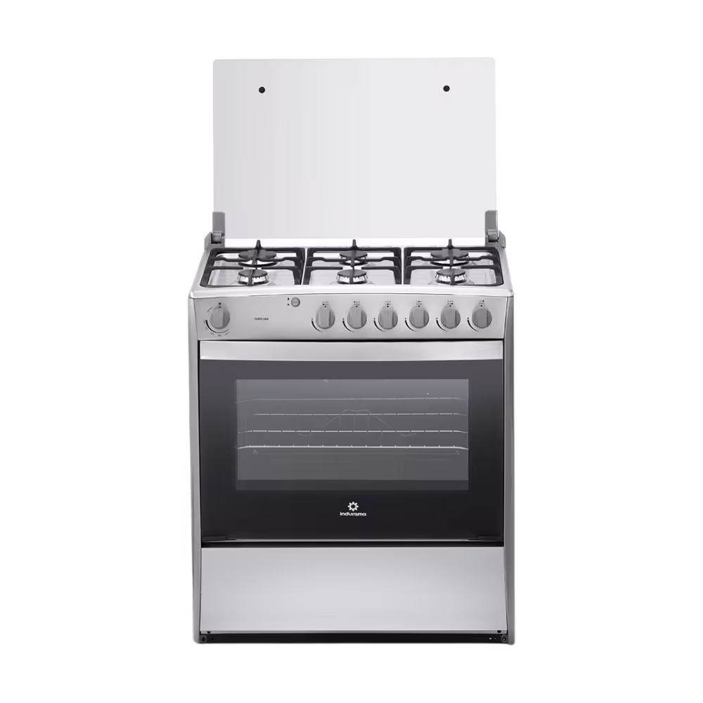 Cocina a gas Indurama Pamplona Quarzo tapa de vidrio vista frontal disponible en granhogar