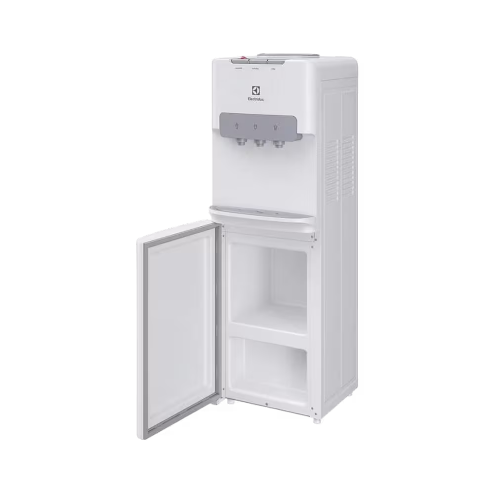 Dispensador de agua Electrolux EQS20C3MUSW con puerta del gabinete inferior abierta vista diagonal granhogar