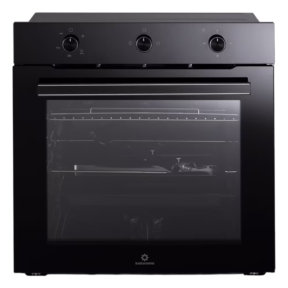 Horno empotrable Indurama HEI-75GN con tres perillas de control vista frontal granhogar