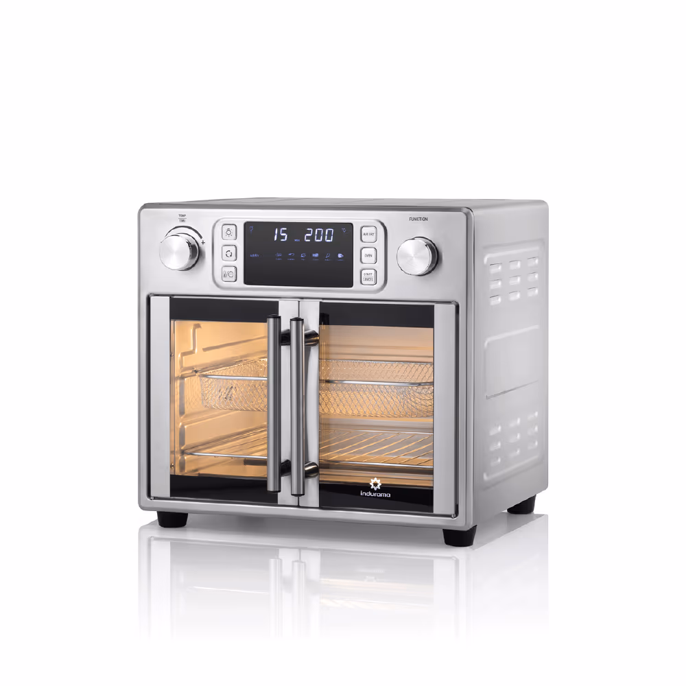 Horno tostador HTAFI-2P de Indurama: tu aliado perfecto para tostar, hornear y freír con aire, con potencia y estilo en cada preparación.
