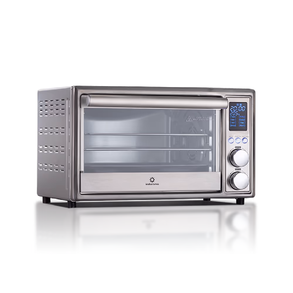 Horno tostador HTI 25CR de Indurama con 1800W de potencia versatilidad y diseño elegante para preparar tus recetas con facilidad y sabor.