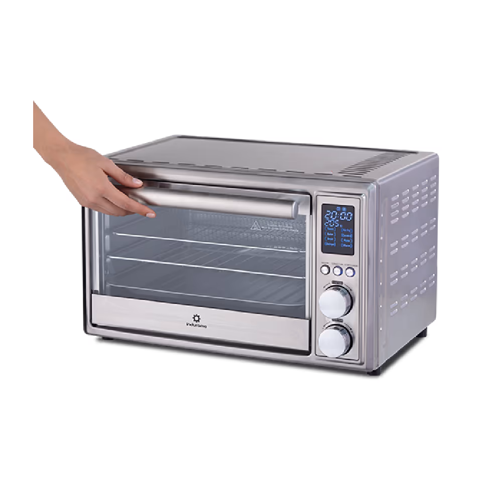 Horno tostador HTI 25CR de Indurama con 1800W de potencia versatilidad y diseño elegante para preparar tus recetas con facilidad y sabor.