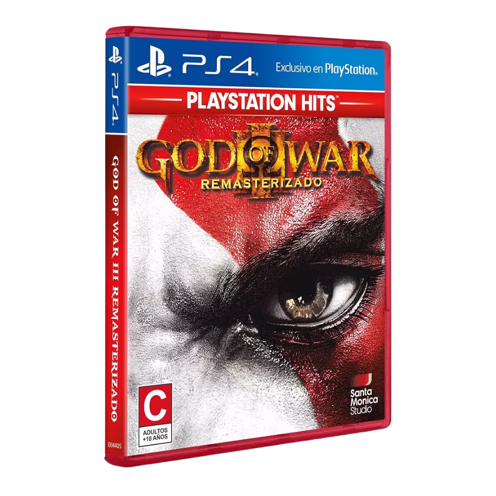 Juego PS4 Sony God Of War III Remastered estuche caja fisica vista tres cuartos, adquiérelo en granhogar