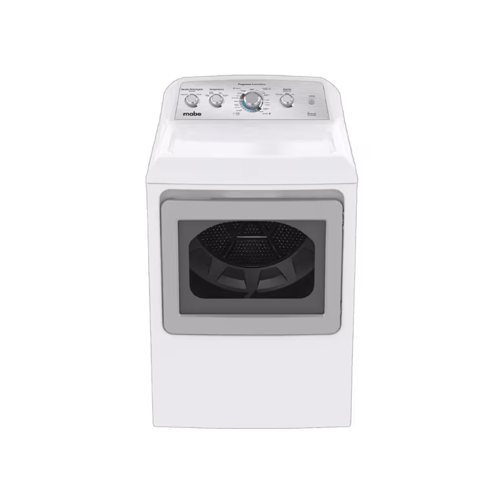 Secadora a gas Mabe SMG47N8MSBAB0 diseño blanco con perillas de control vista frontal granhogar