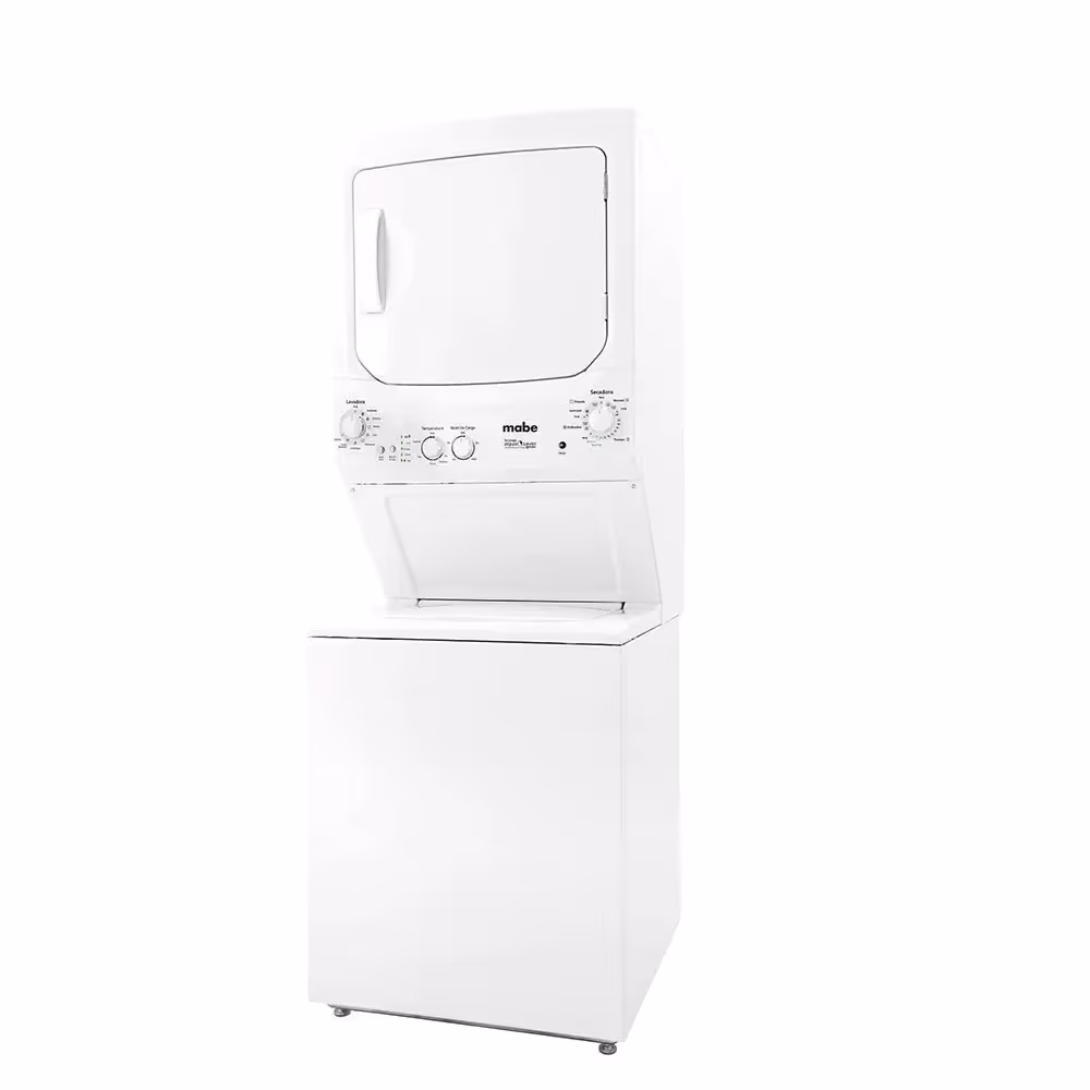 Torre de lavado a gas MCL204PSBB0 de Mabe con 20Kg de capacidad ideal para grandes cargas máximo ahorro de energía y un lavado impecable.