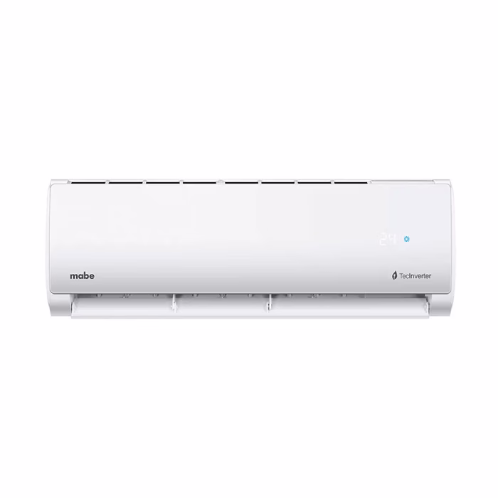 Aire acondicionado Mabe MMI12CDBWCCE8, de 12.000 BTU, con tecnología Inverter y alta eficiencia energética para un enfriamiento óptimo y duradero.