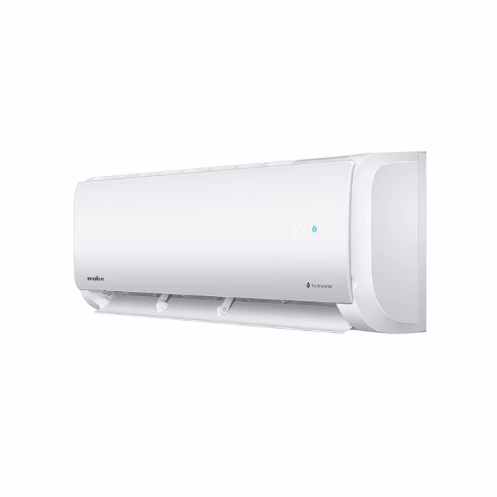 Aire acondicionado Mabe MMI12CDBWCCE8, de 12.000 BTU, con tecnología Inverter y alta eficiencia energética para un enfriamiento óptimo y duradero.