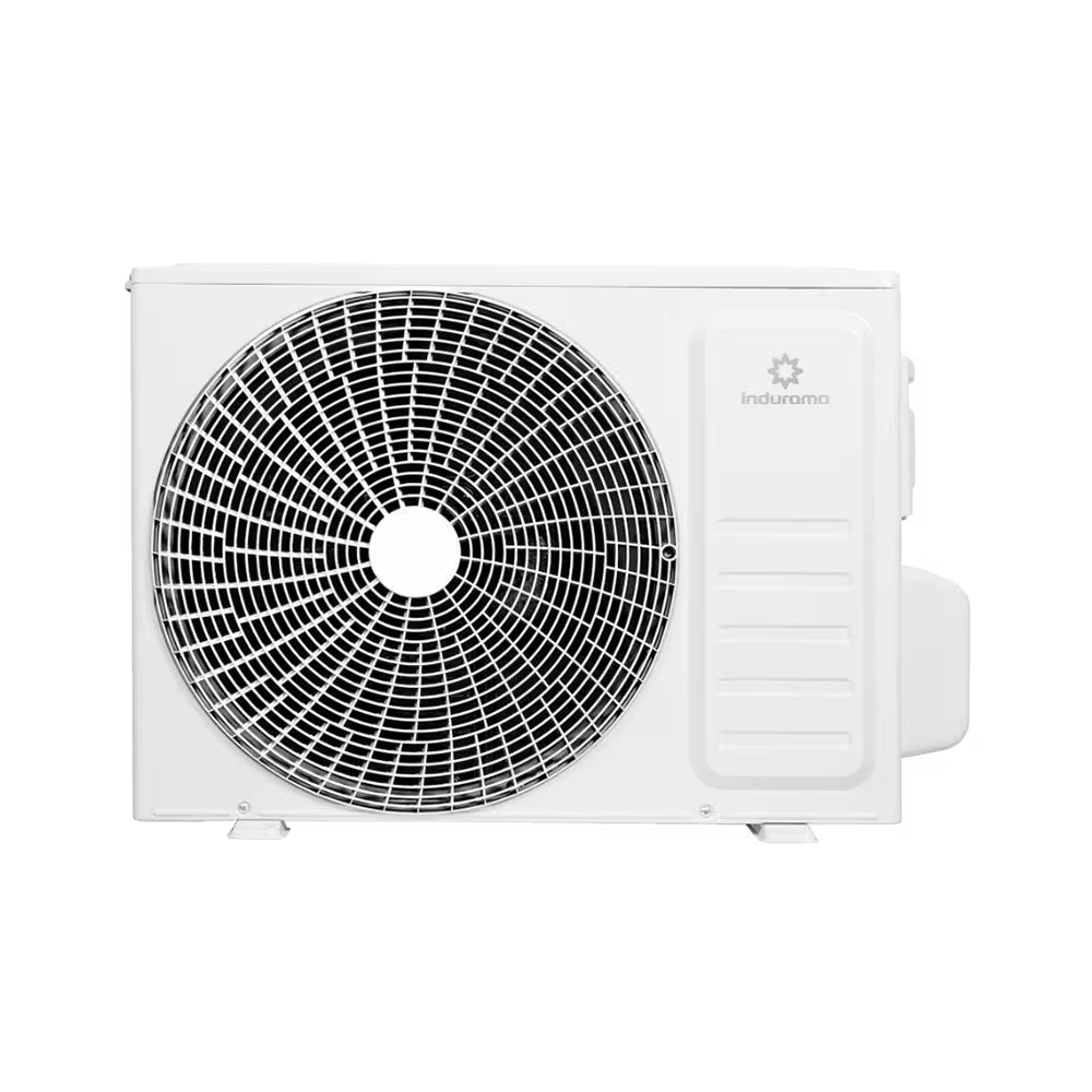 Aire acondicionado Split Indurama ASI-121I compresor exterior vista frontal. Disponible en granhogar