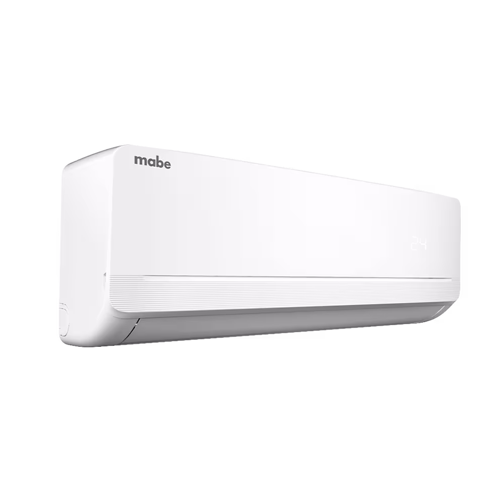 Aire acondicionado Mabe MMT18CDBWCCAX8 split de pared eficiente vista diagonal disponible en granhogar