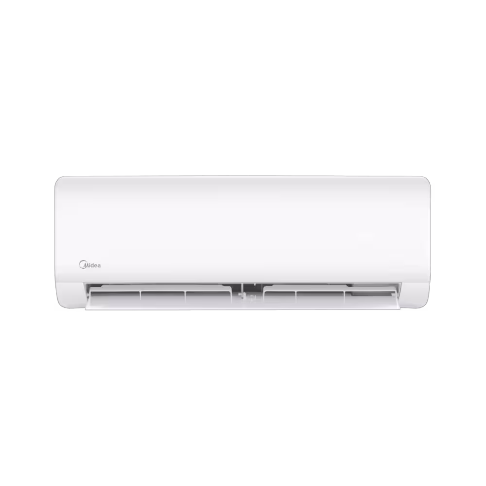 Aire acondicionado split Midea MSAG12CRFN1-AM deflector inferior abierto vista frontal disponible en granhogar