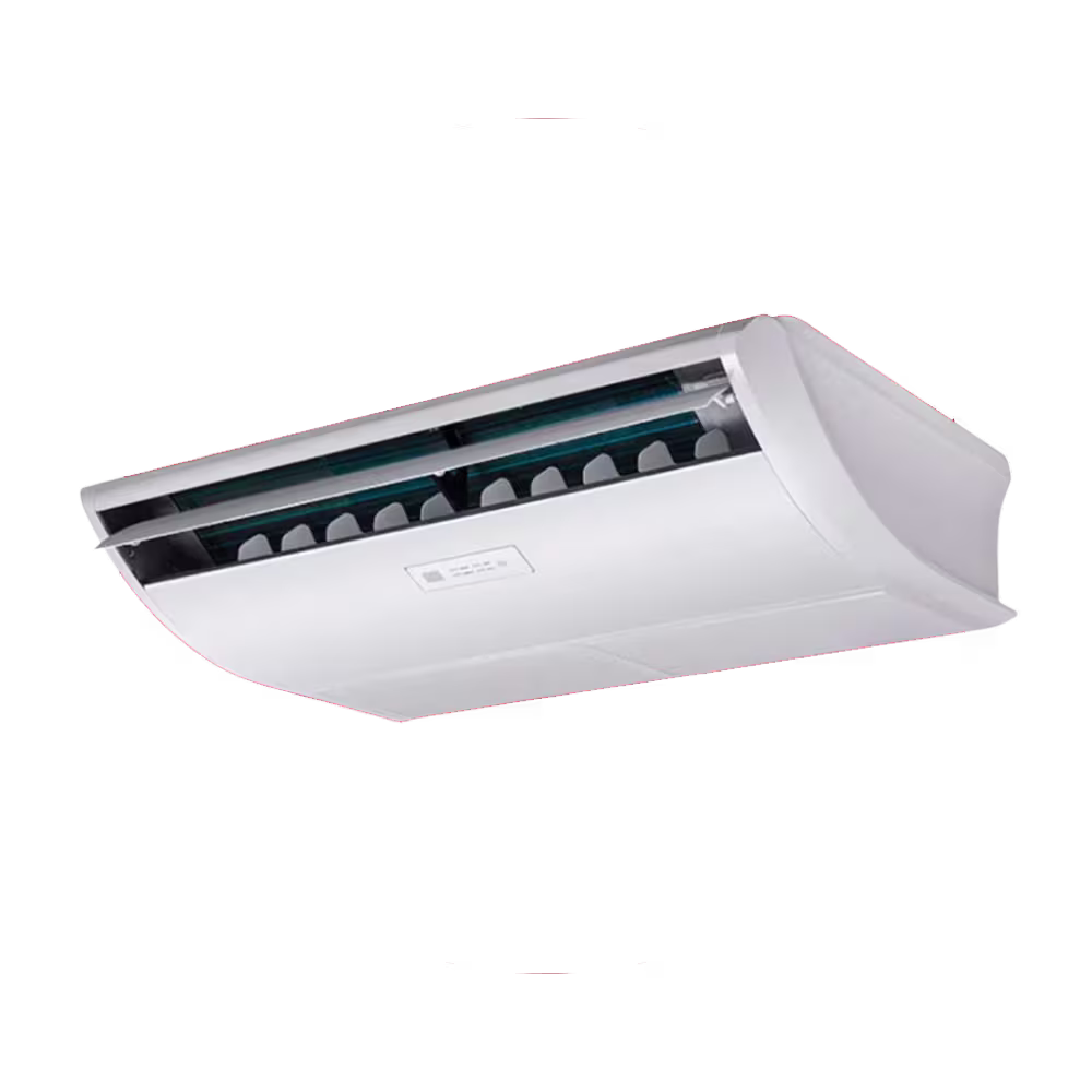 Aire acondicionado TCL piso techo 36000 BTU aletas de ventilación vista tres cuartos. Consíguelo en granhogar