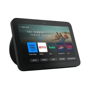 Pantalla inteligente Amazon Echo Show 8 3ra Gen HD negra vista diagonal. Encuéntrala en granhogar online