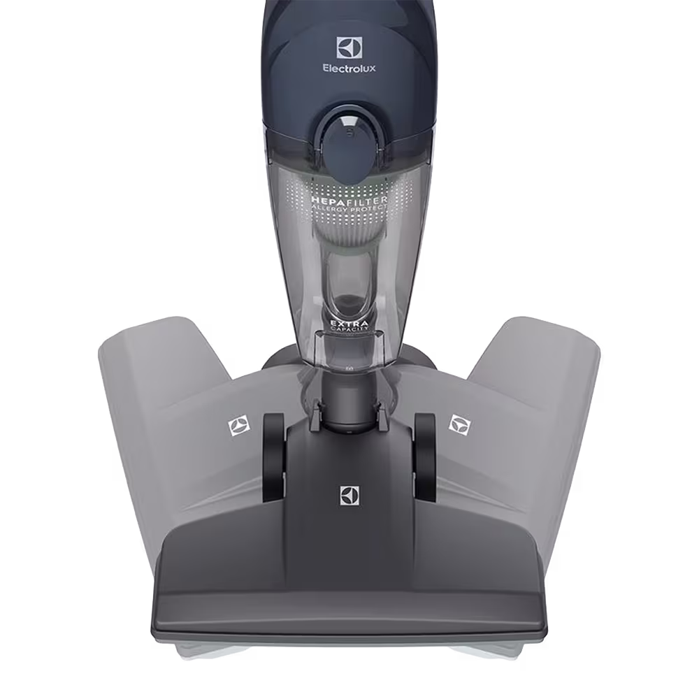 Aspiradora vertical Electrolux STK14 base con boquilla de barrido vista frontal. Solo en granhogar online