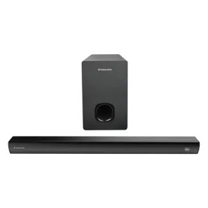 Barra de sonido Indurama BSI-80 subwoofer con diseño negro elegante vista frontal disponible engranhogar