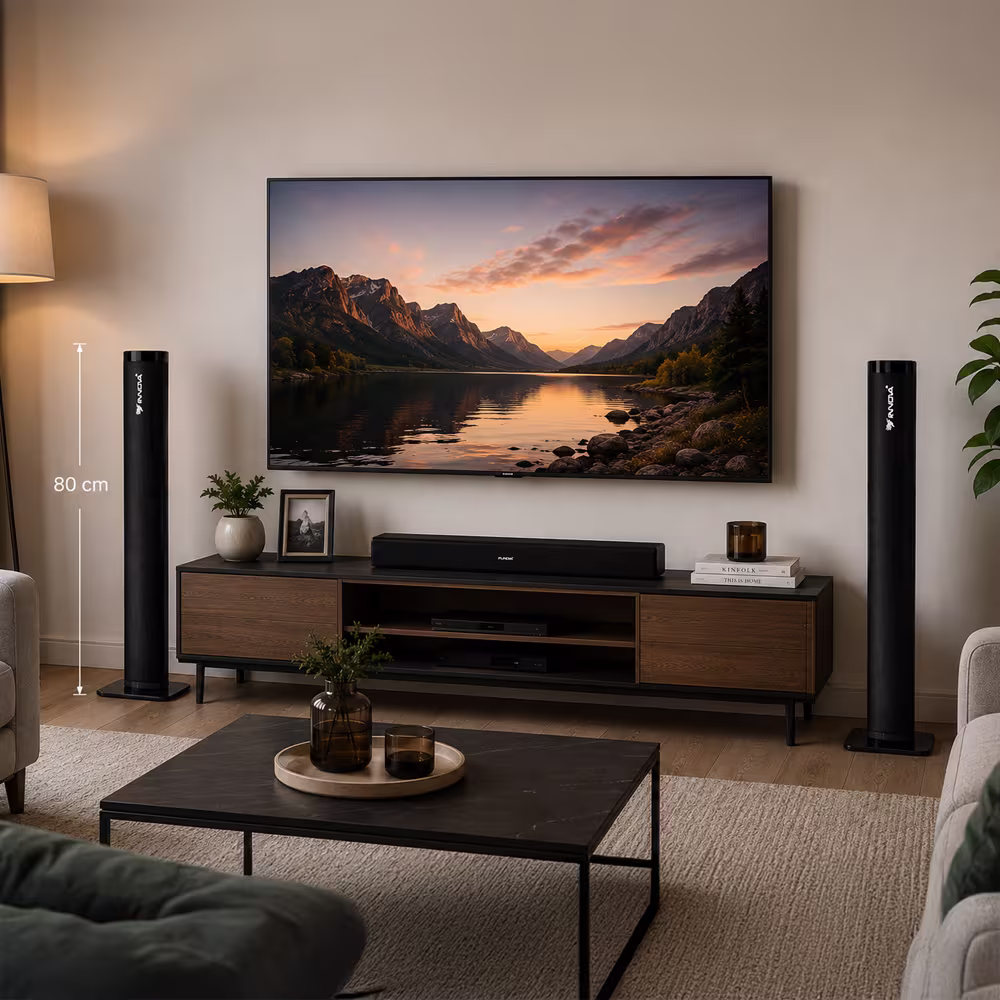 Barra de sonido Innova IN-30 instalada vista de ambiente. Disponible en granhogar
