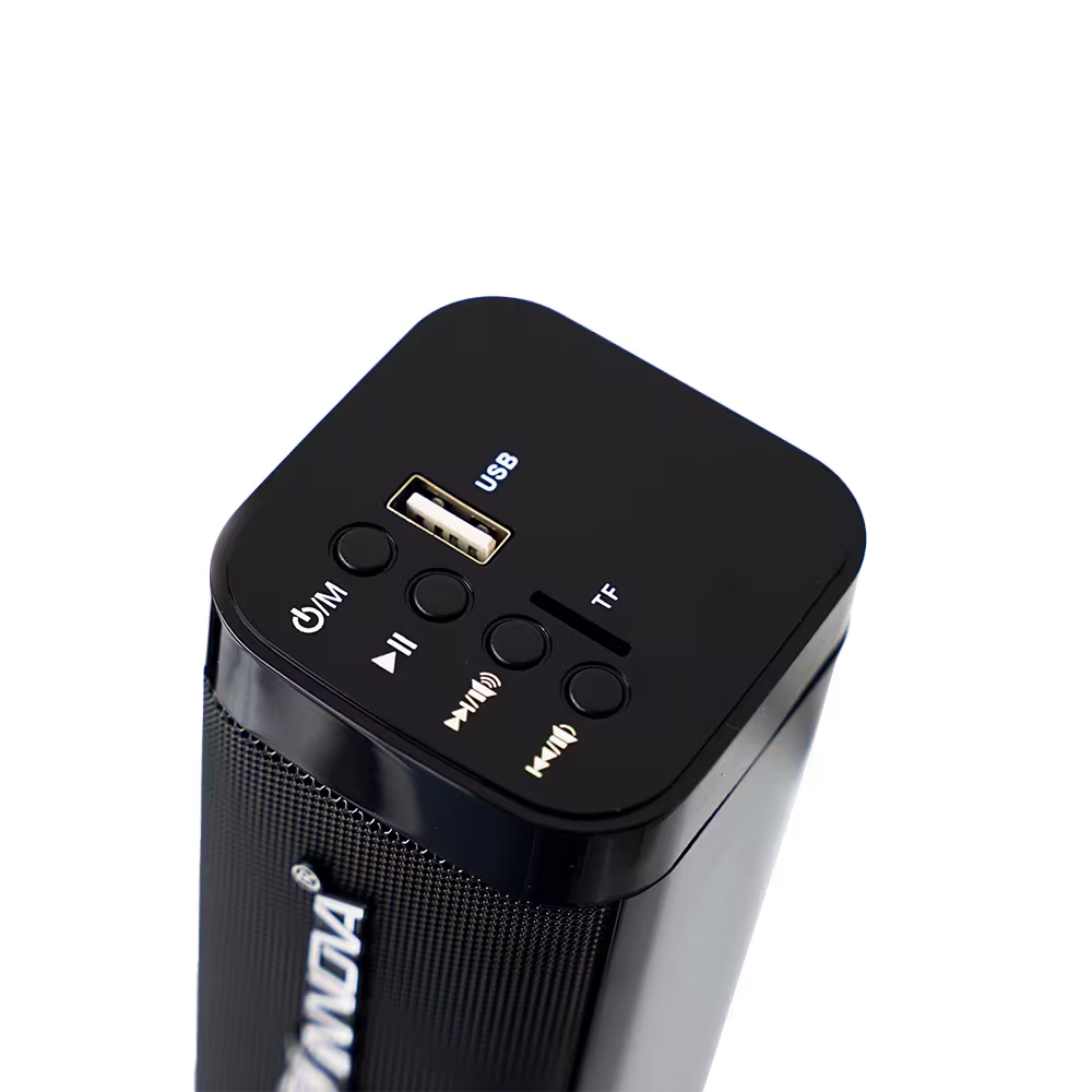 Barra de sonido Innova IN-30 panel superior y puertos USB y TF vista superior. Disponible en granhogar