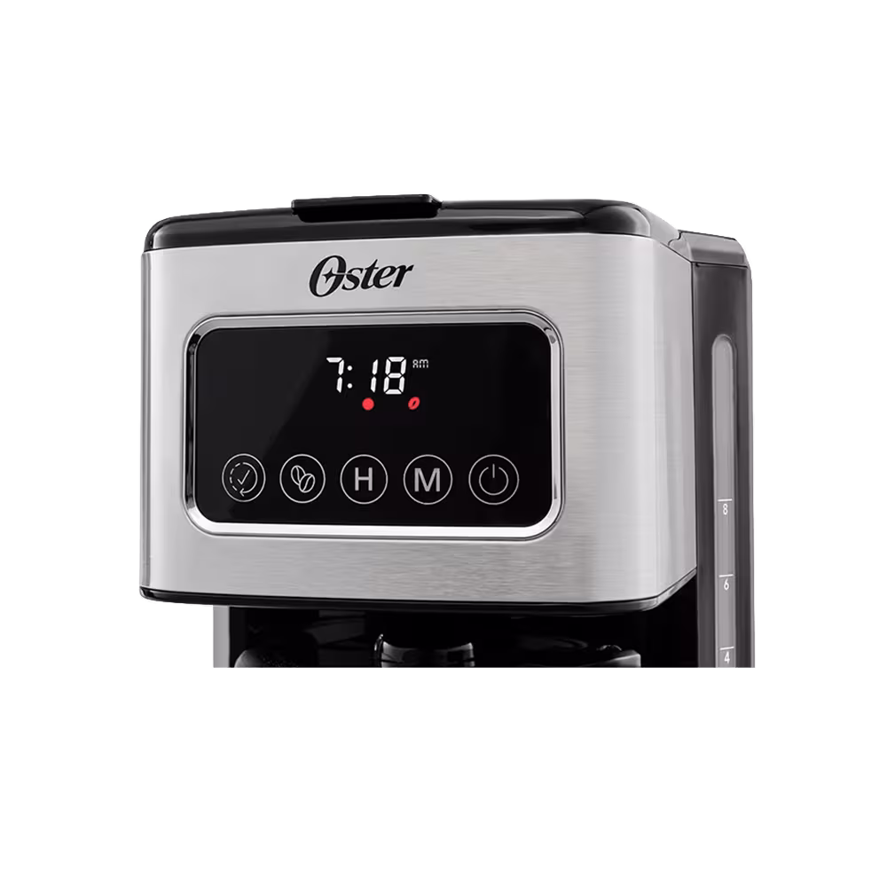 Cafetera Oster BVSTDC4404-013 panel tactil digital programable primer plano. Cómprala en granhogar