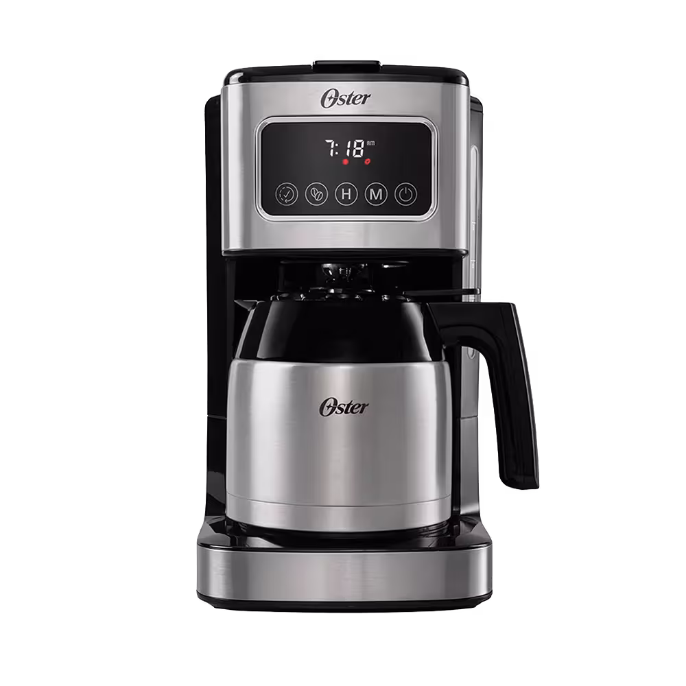 Cafetera Oster BVSTDC4404-013 jarra termica y panel digital vista frontal. Disponible en granhogar