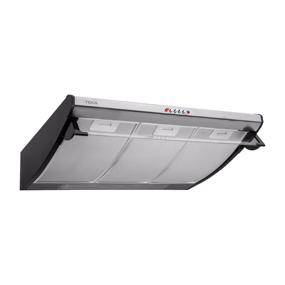 Campana extractora Teka C710 76 cm botones mecánicos de control vista diagonal. Disponible en granhogar