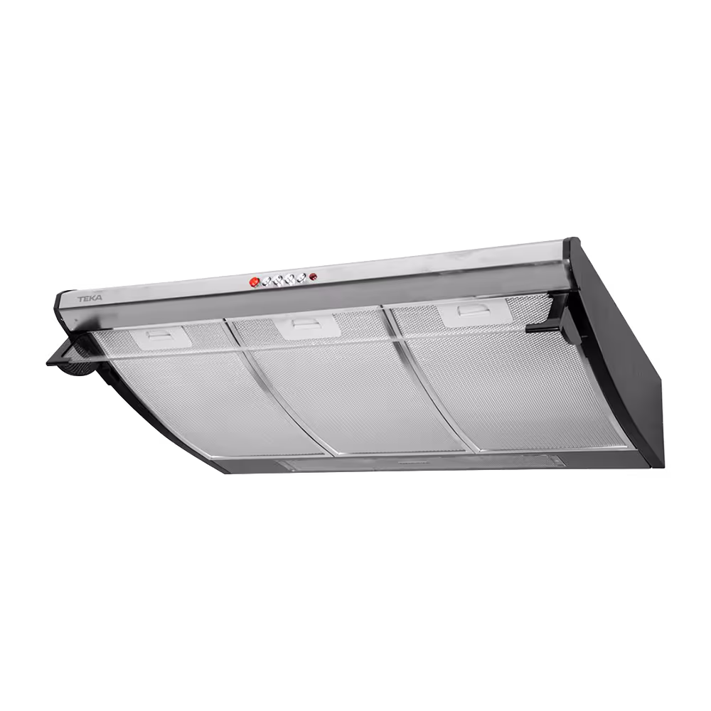Campana extractora Teka C710 76 cm visera de cristal desplegada vista inferior. Cómprala en granhogar