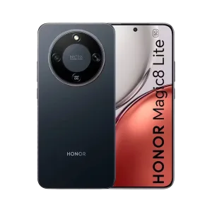 Celular HONOR Magic 8 Lite 8GB 256GB 5G negro vista frontal y posterior encuéntralo en granhogar