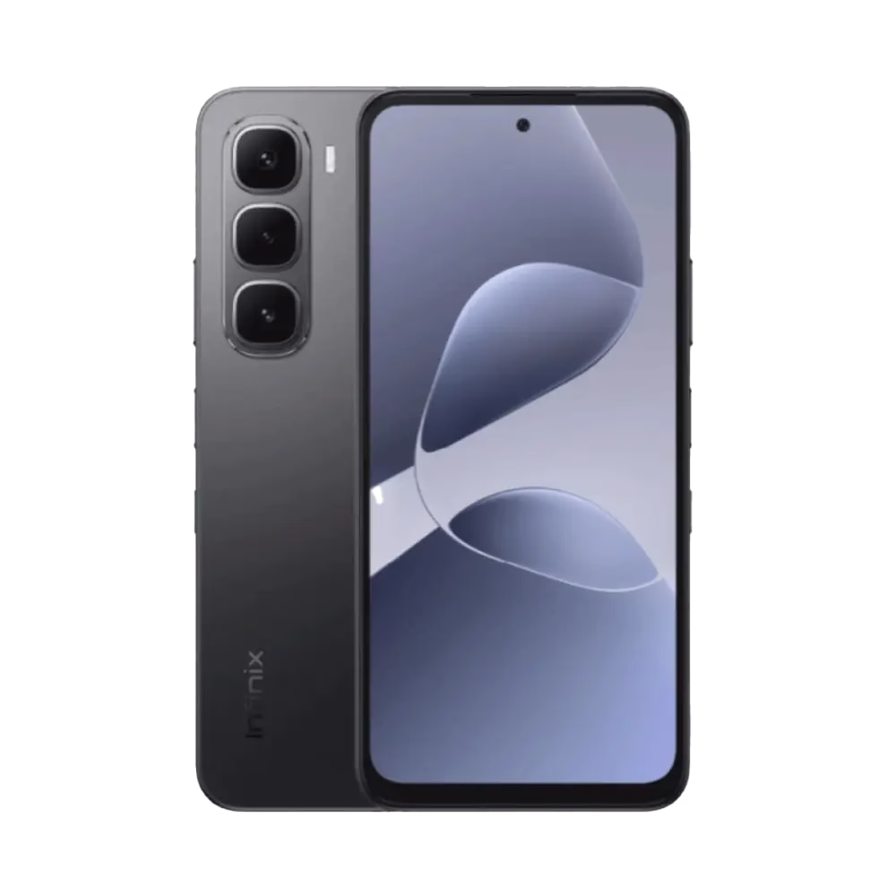Celular Hot 60i 256GB Infinix con vistas frontal y trasera negro descúbrelo en granhogar