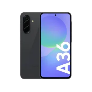 Celular Samsung Galaxy A36 5G de 256 GB color negro vista frontal encuentra en granhogar