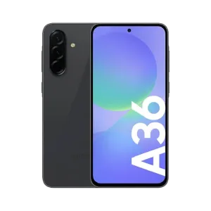 Celular Samsung Galaxy A36 5G de 256 GB color negro vista frontal encuentra en granhogar