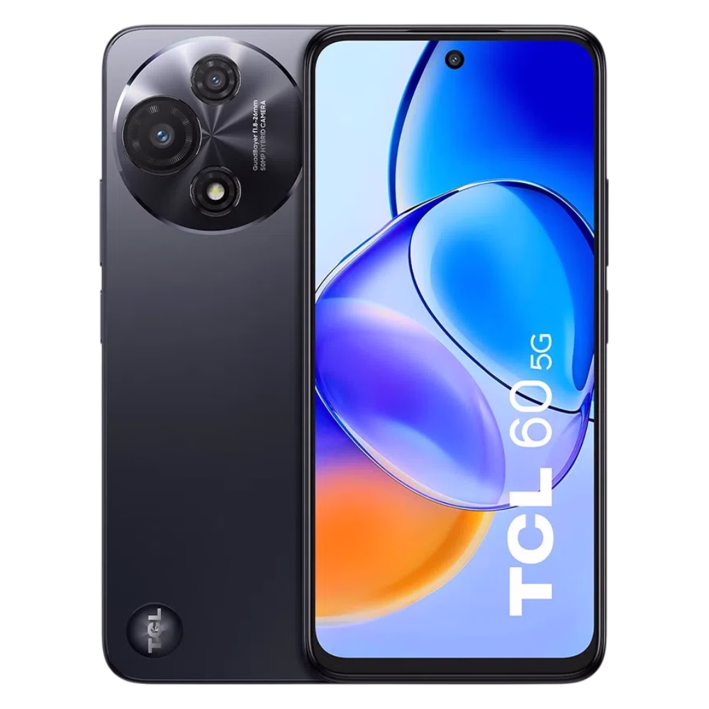 Teléfono Celular TCL 604 128GB diseño completo vista frontal Disponible en granhogar