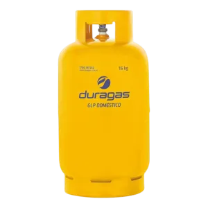 Cilindro de gas Duragas 15 kg logotipo GLP doméstico vista frontal, adquierelo en granhogar