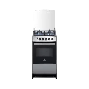 Cocina a gas Indurama Bilbao Spazio tapa de vidrio templado levantada vista frontal disponible en granhogar