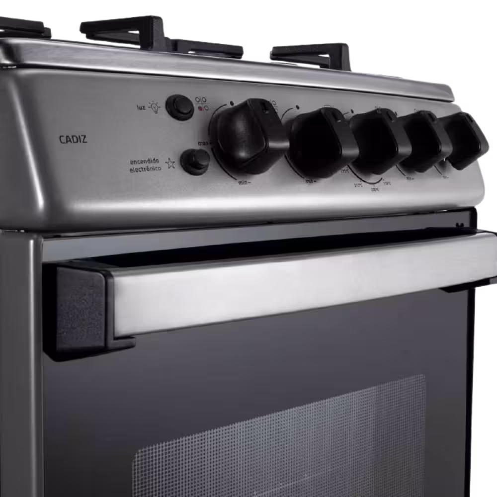 Panel de control y perillas de cocina a gas Indurama Cadiz Spazio primer plano disponible en granhogar