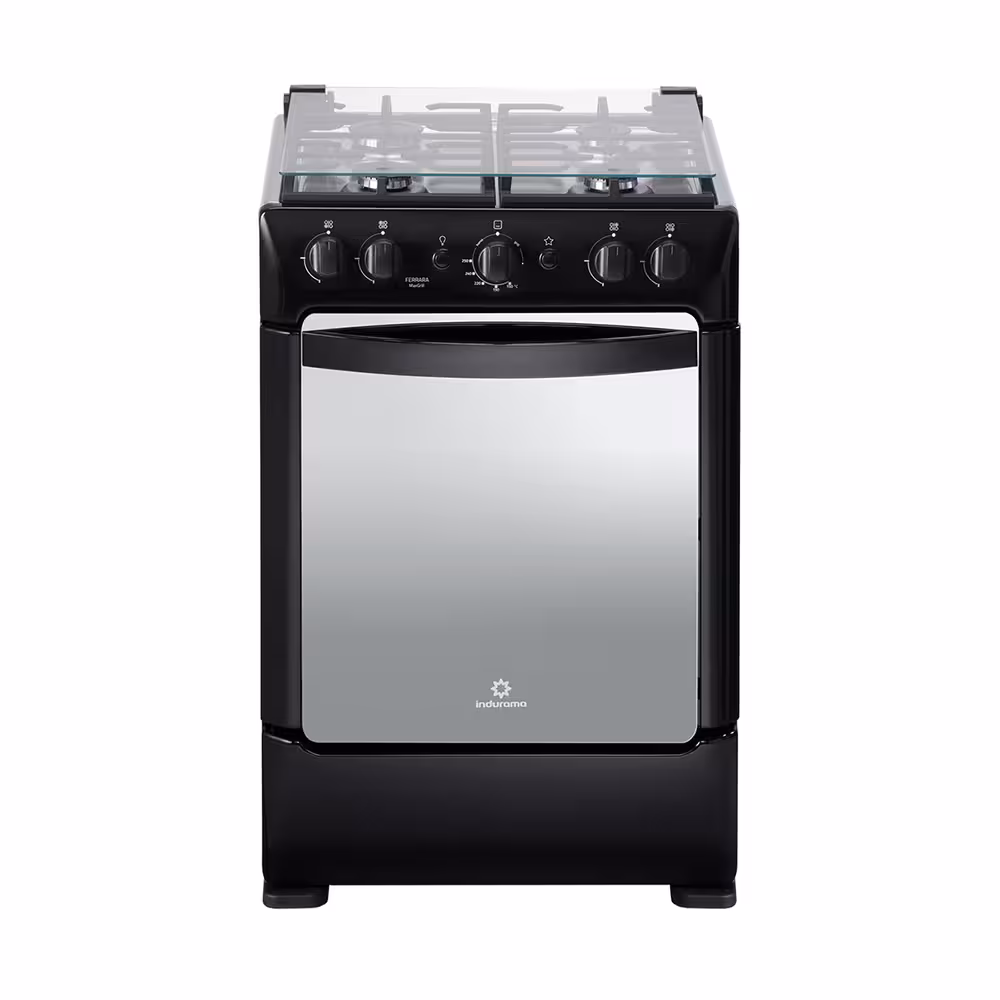 Cocina a gas Indurama Ferrara MaxGrill Zafiro 24" 4Q. Quemadores sellados, grill a gas, encendido electrónico y eficiente sistema de limpieza.