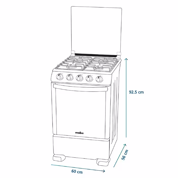 Cocina Mabe EM6020SG0 Inox, 4 quemadores, encendido electrónico, parrillas, recubrimiento Easy Clean y horno de 79 L con tecnología Ultimate Cooking.