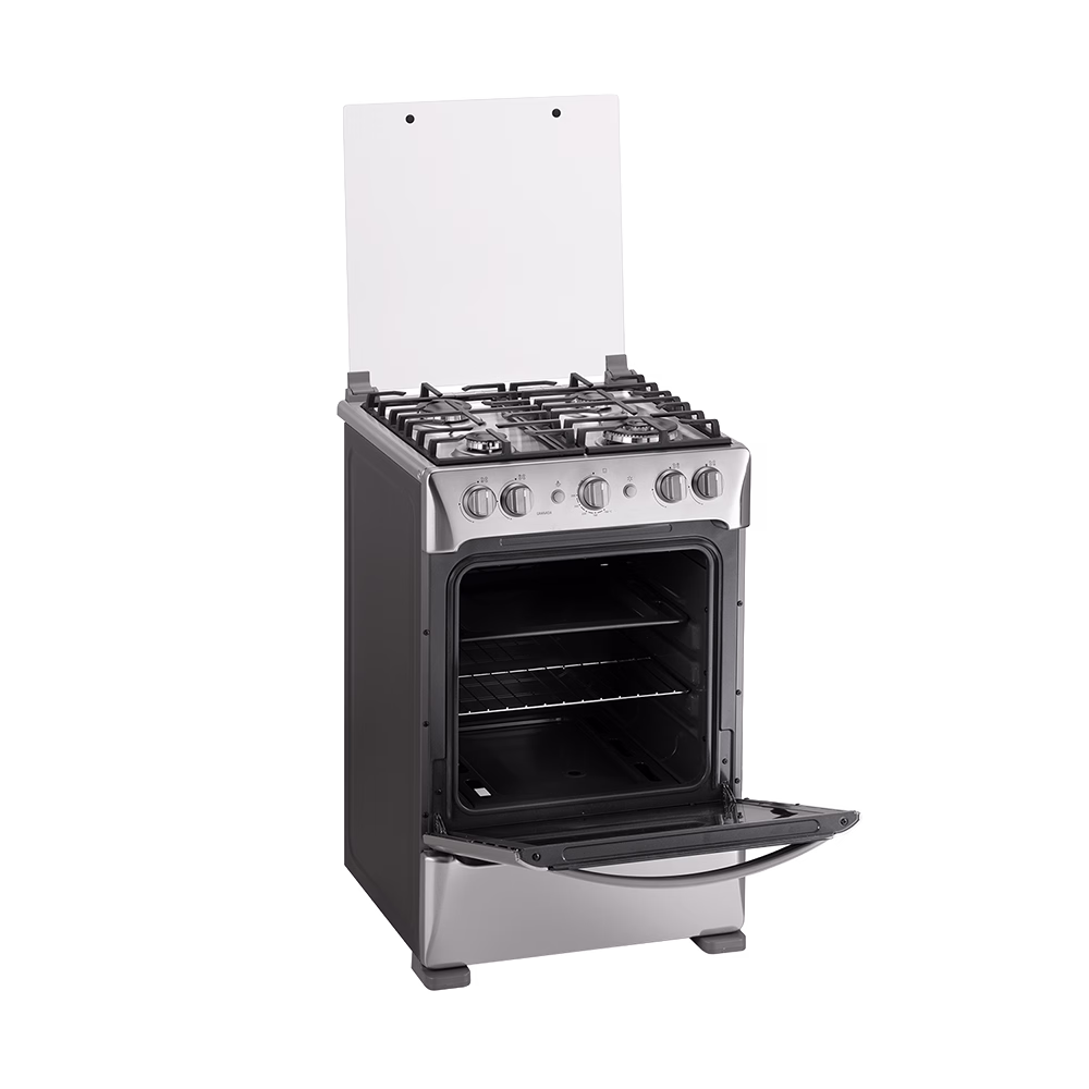 Cocina a gas Granada Zafiro 24" 4 quemadores Indurama con la puerta del horno abierta encuéntralo en granhogar