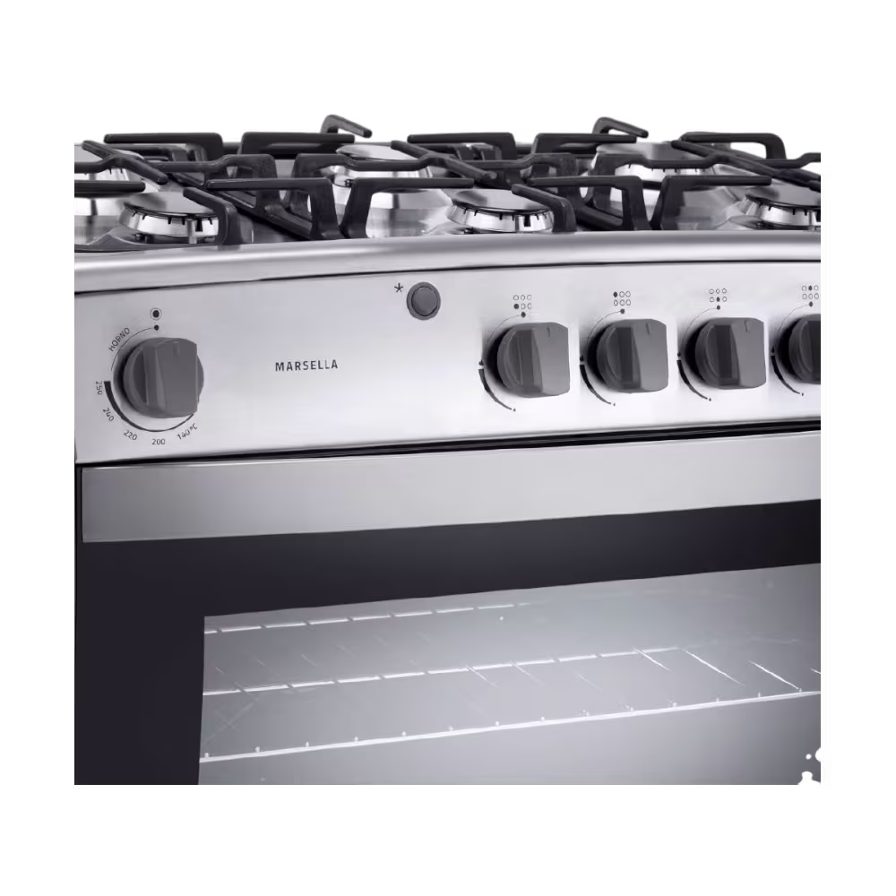 Cocina a Gas Indurama Marsella Spazio Plus: diseño elegante, amplia capacidad y hornillas potentes para preparar tus recetas con comodidad.