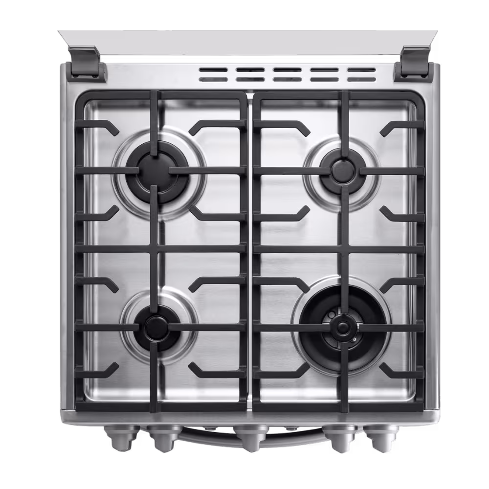 Cocina a gas Indurama Milan Zafiro parrillas de hierro fundido vista superior disponible en granhogar
