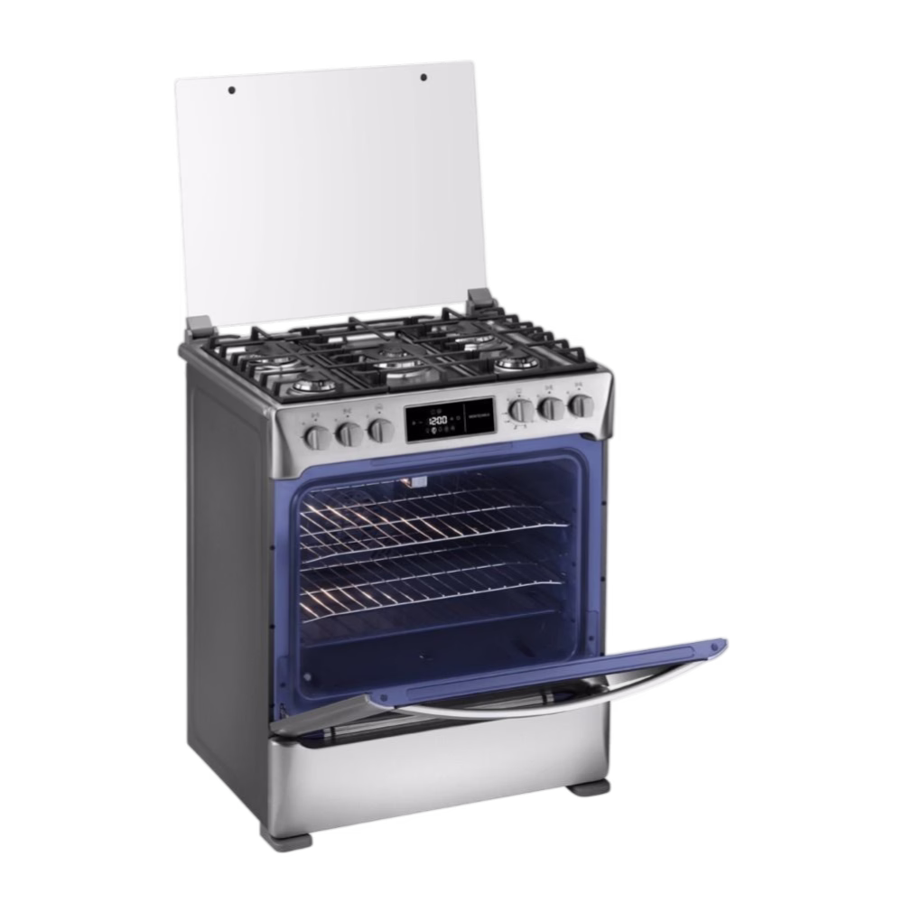 Cocina a gas Indurama Monaco Zafiro de 30" con 5 quemadores, horno amplio y diseño moderno, ideal para preparar tus comidas con potencia y estilo.