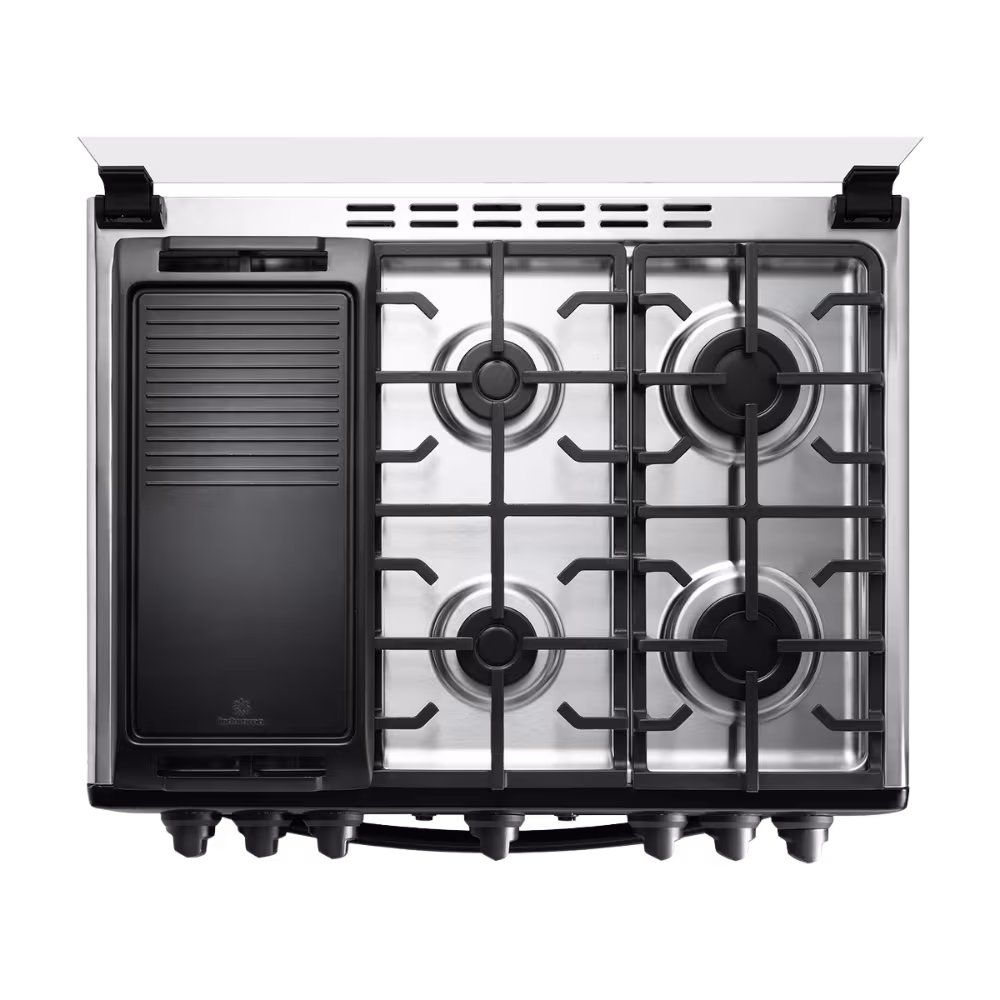 Cocina Indurama Sorrento Maxgrill Zafiro tablero quemadores, plancha vista superior compra online en granhogar