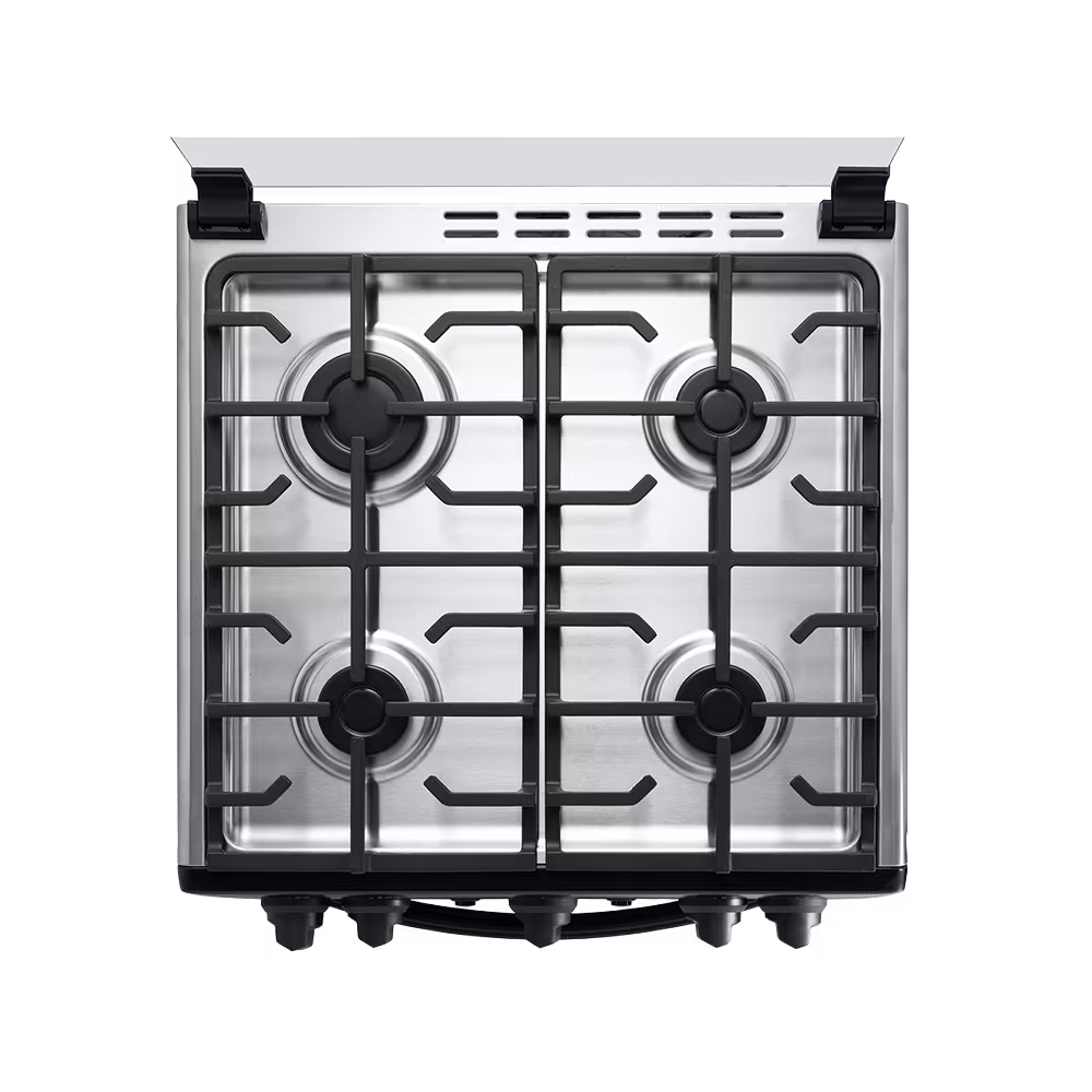 Cocina a gas Indurama Ferrara Zafiro 4Q tablero con parrillas vista superior. Solo en granhogar online