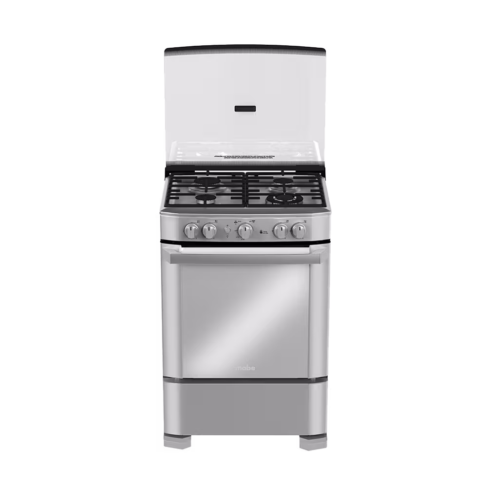 Cocina a gas Mabe EM6060FX3 en acero inoxidable con tapa protectora vista frontal disponible en granhogar