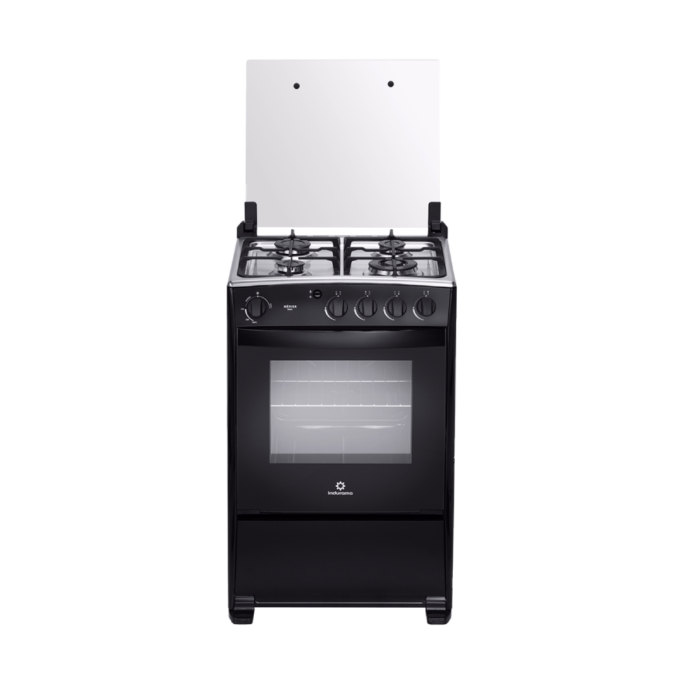 Cocina a gas Indurama Merida Black Quarzo tapa de vidrio vista frontal