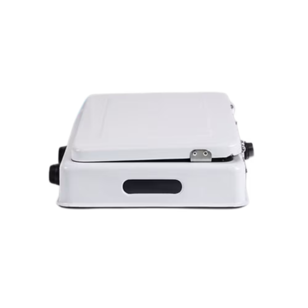 Cocineta a gas Ecoline Bari estructura blanca con tapa cerrada vista lateral disponible en granhogar