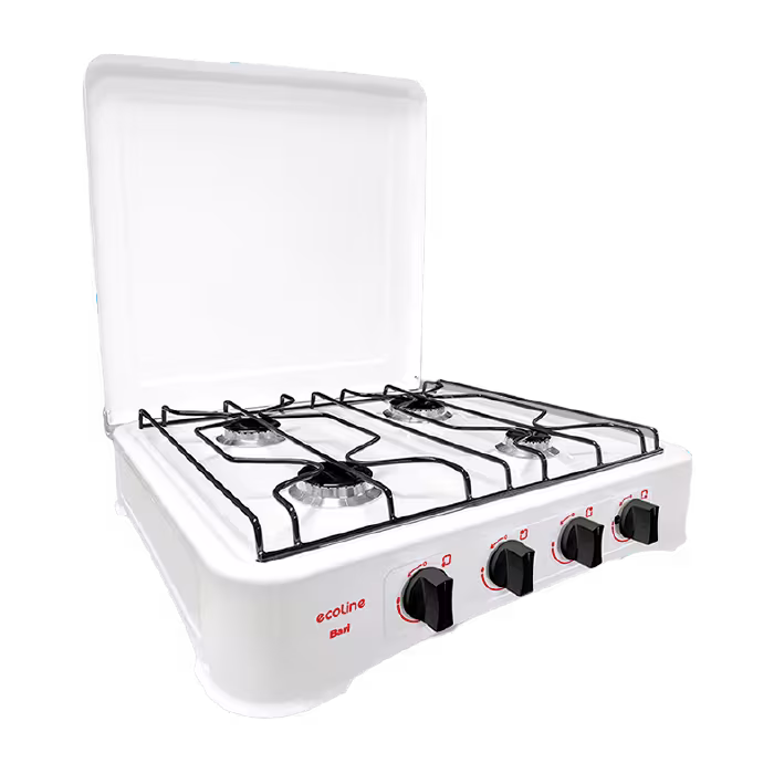 Cocineta a gas de 4 quemadores, fácil de usar y de limpiar, y sobretodo de ubicar en cualquier lugar de tu cocina.