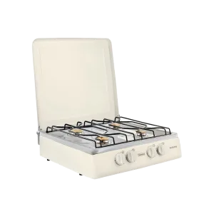 Cocineta a gas Ecoline Fiorentina de 4 quemadores con tapa vista diagonal encuentra en granhogar