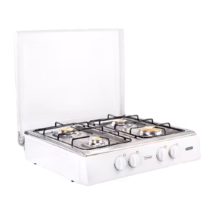 Cocineta Florencia 4Q EC de Ecoline, compacta y durable, con quemadores de bronce y diseño práctico ideal para cocinar con comodidad.